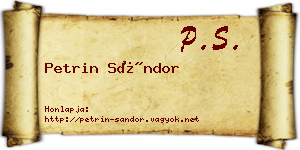 Petrin Sándor névjegykártya