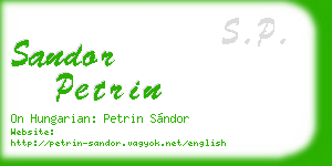 sandor petrin business card